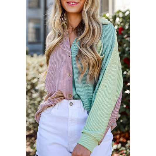 Nothing But Love Color Block Buttoned Oversized Shirt