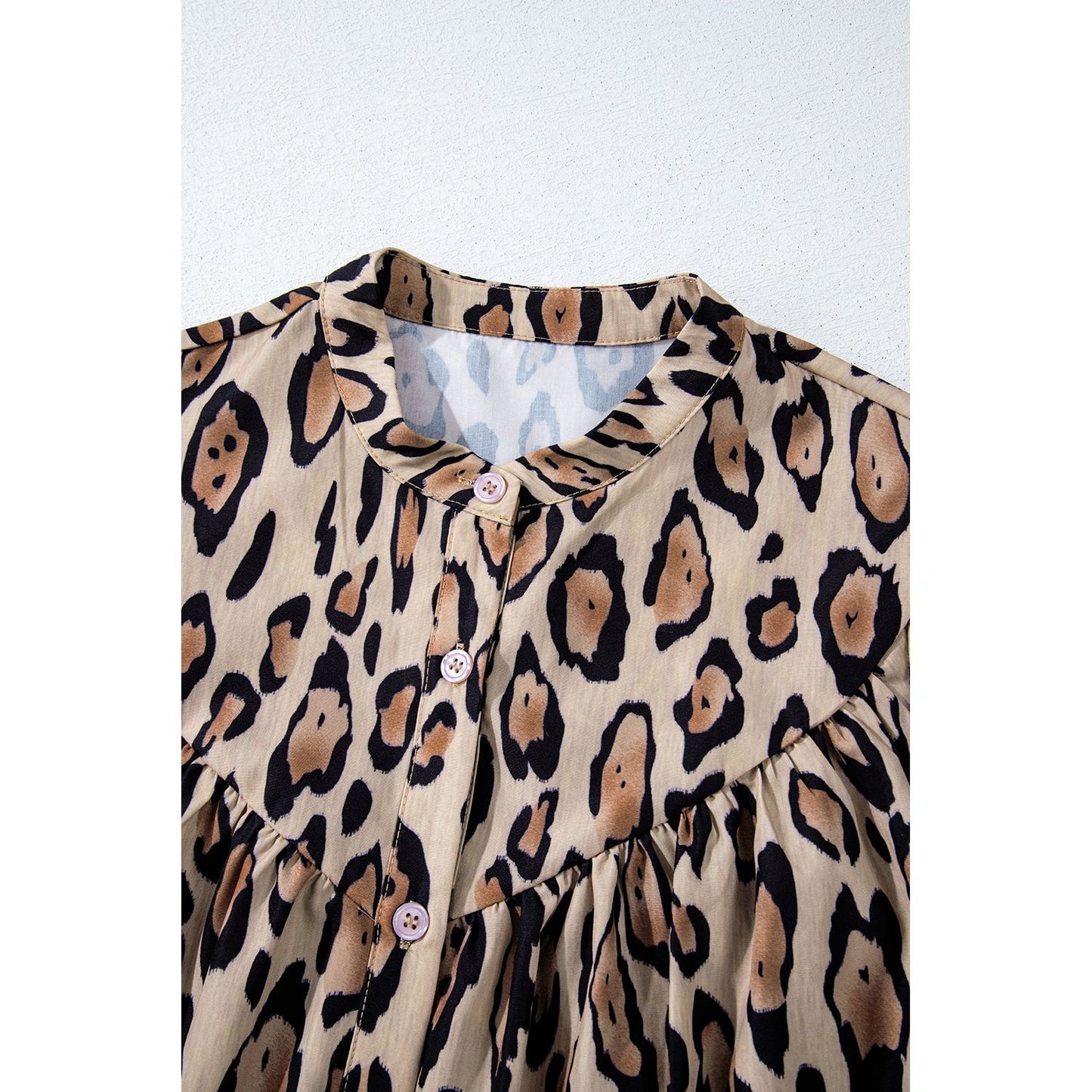 Jet Stream Leopard Print Balloon Sleeve Loose Blouse