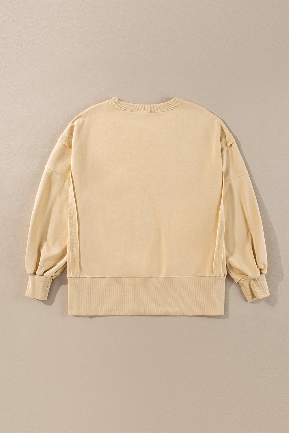 Rainy Days Light Beige Exposed Seam Sweatshirt with Slits