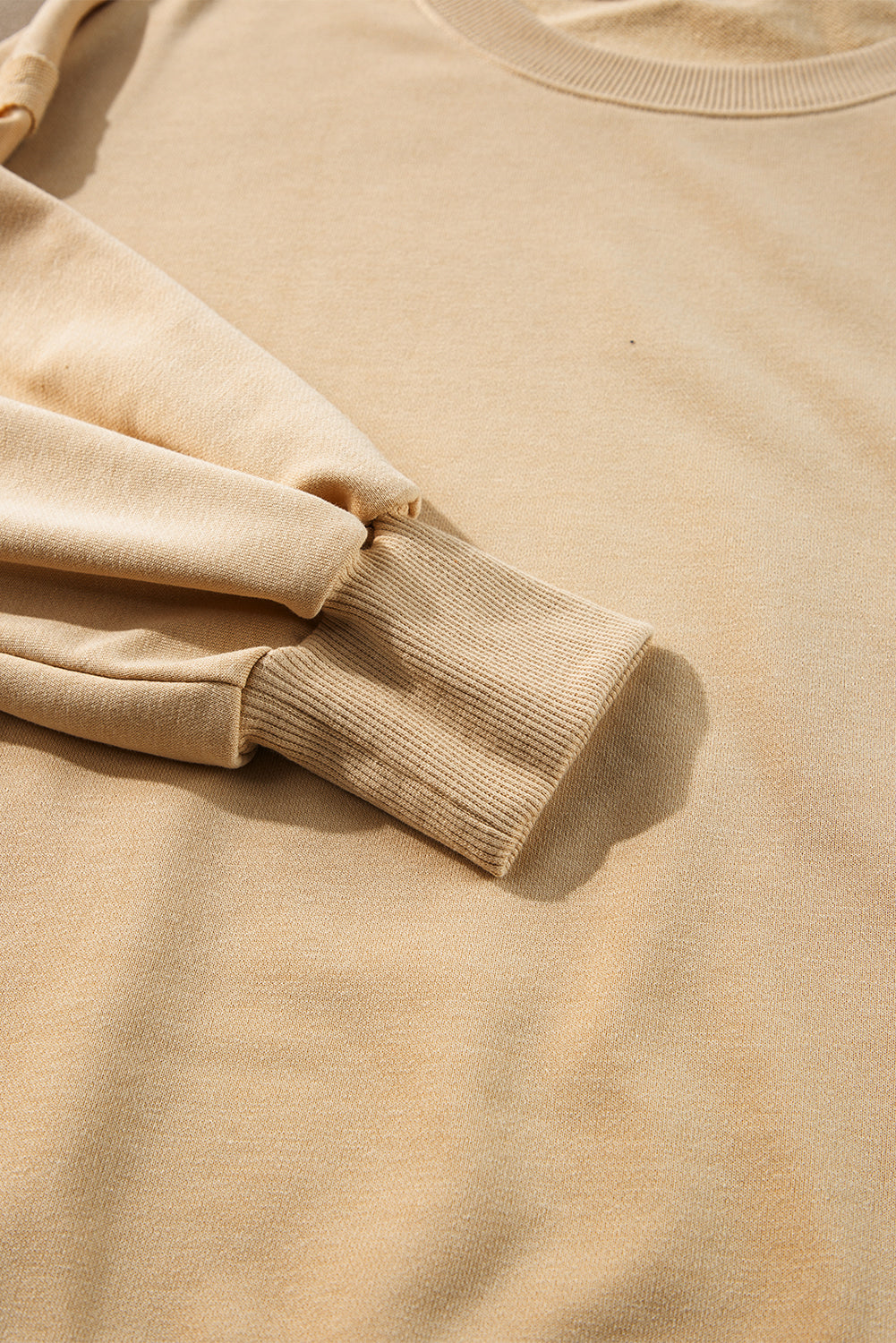 Rainy Days Light Beige Exposed Seam Sweatshirt with Slits