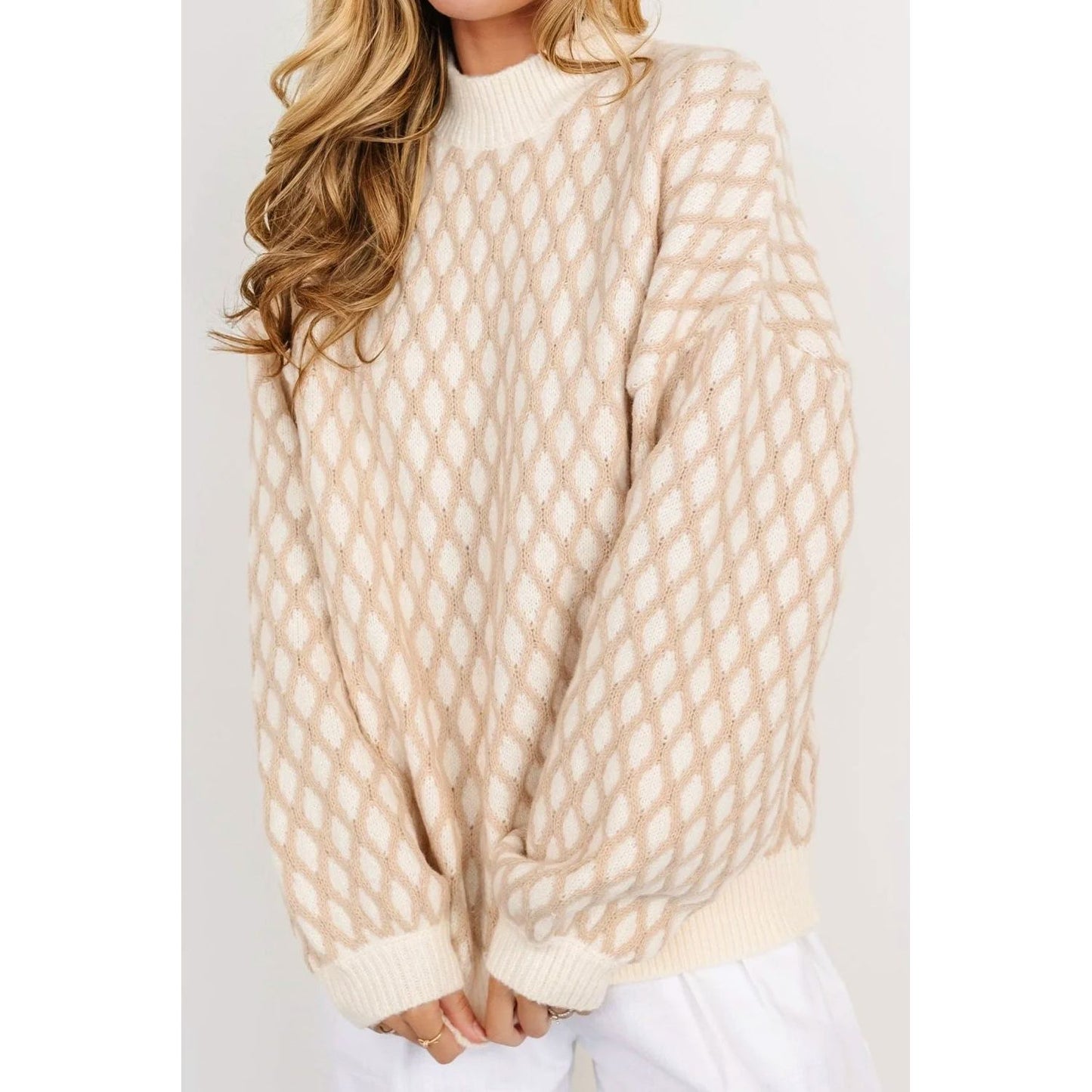 Around the Fire Oatmeal Textured Knit Sweater