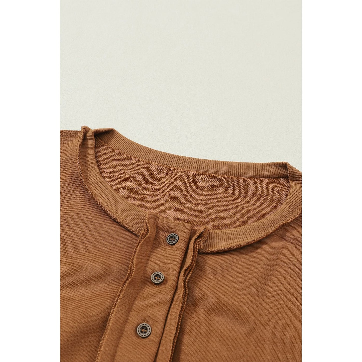 Slouchy Drop Shoulder Henley Sweatshirt