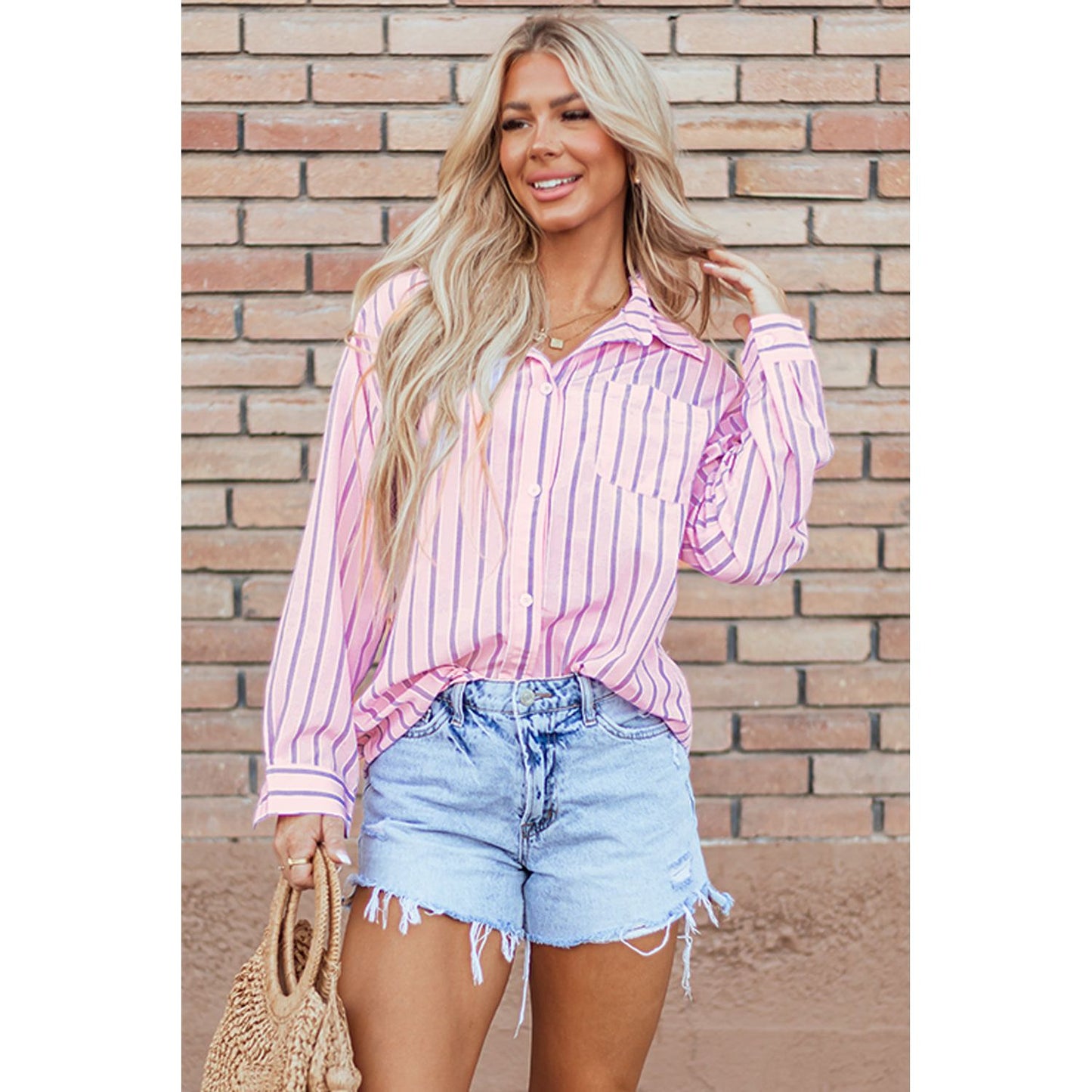 Pink Skies Striped Blouse