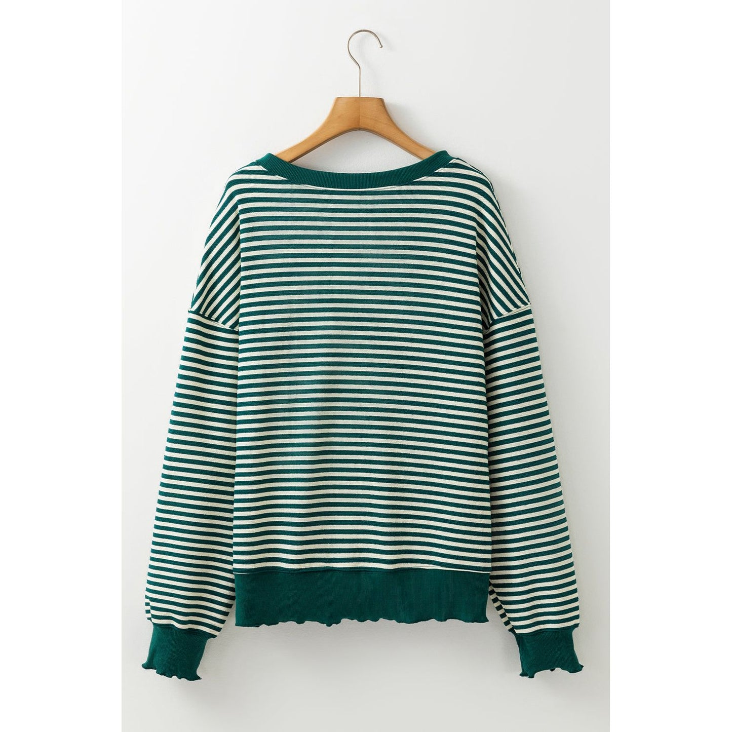 Brown Stripe Drop Shoulder Long Sleeve Top