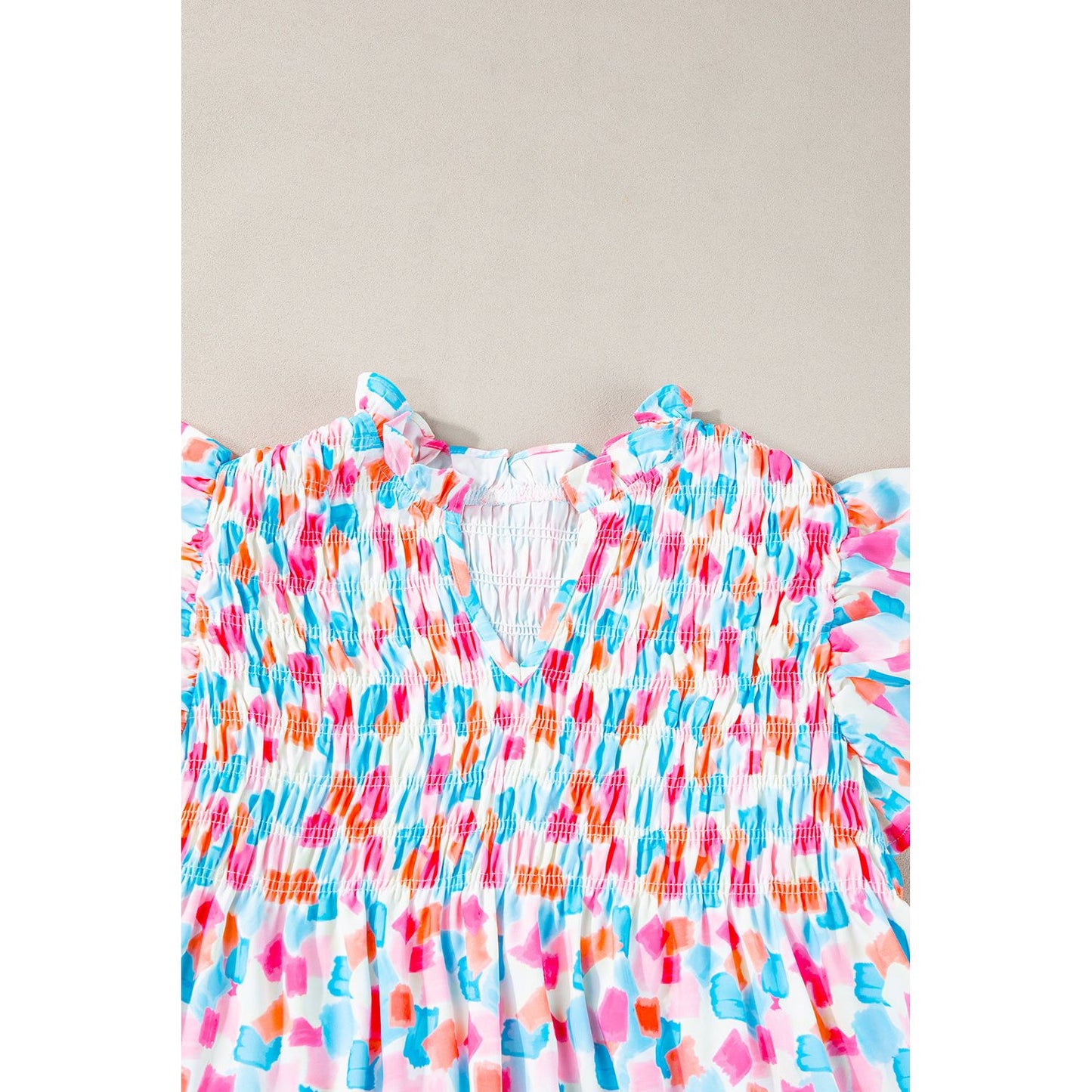 Skies Are Blue Ruffled Abstract Printed Blouse