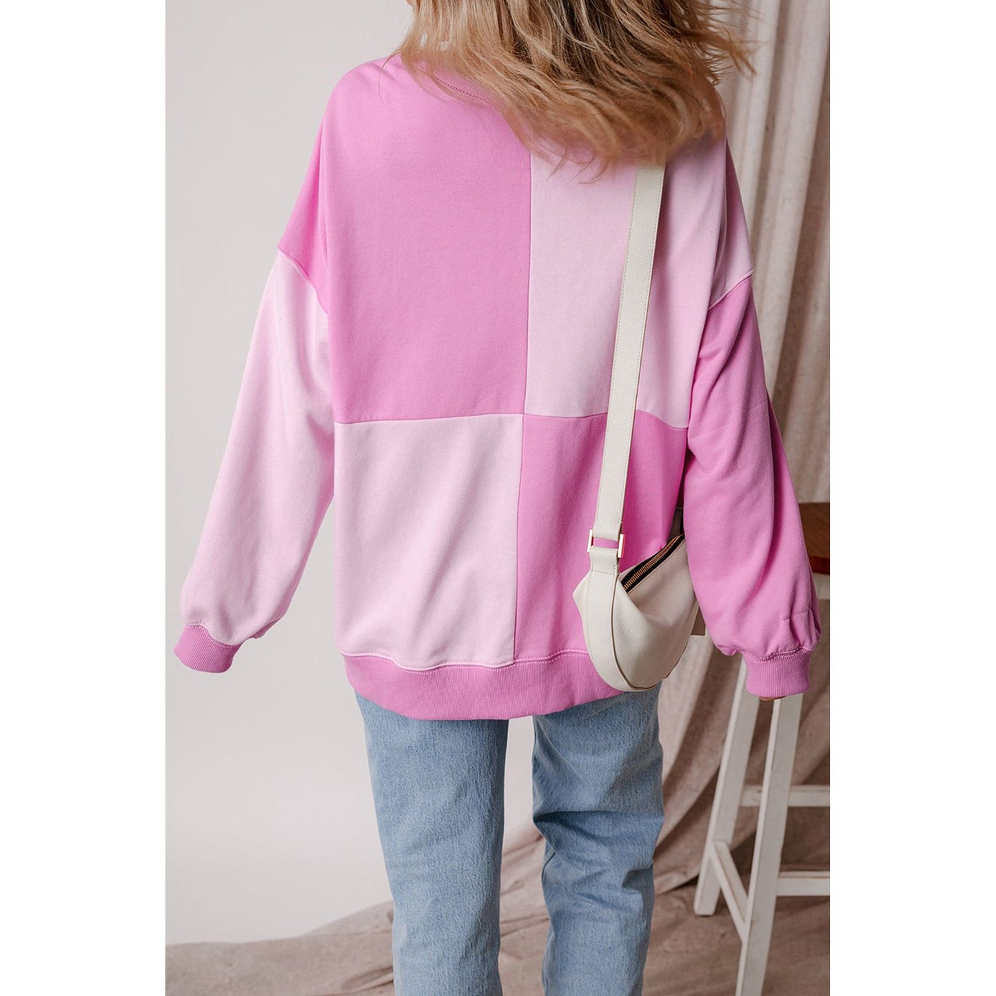 By the Fire Pink Colorblock Henley High Low Pullover