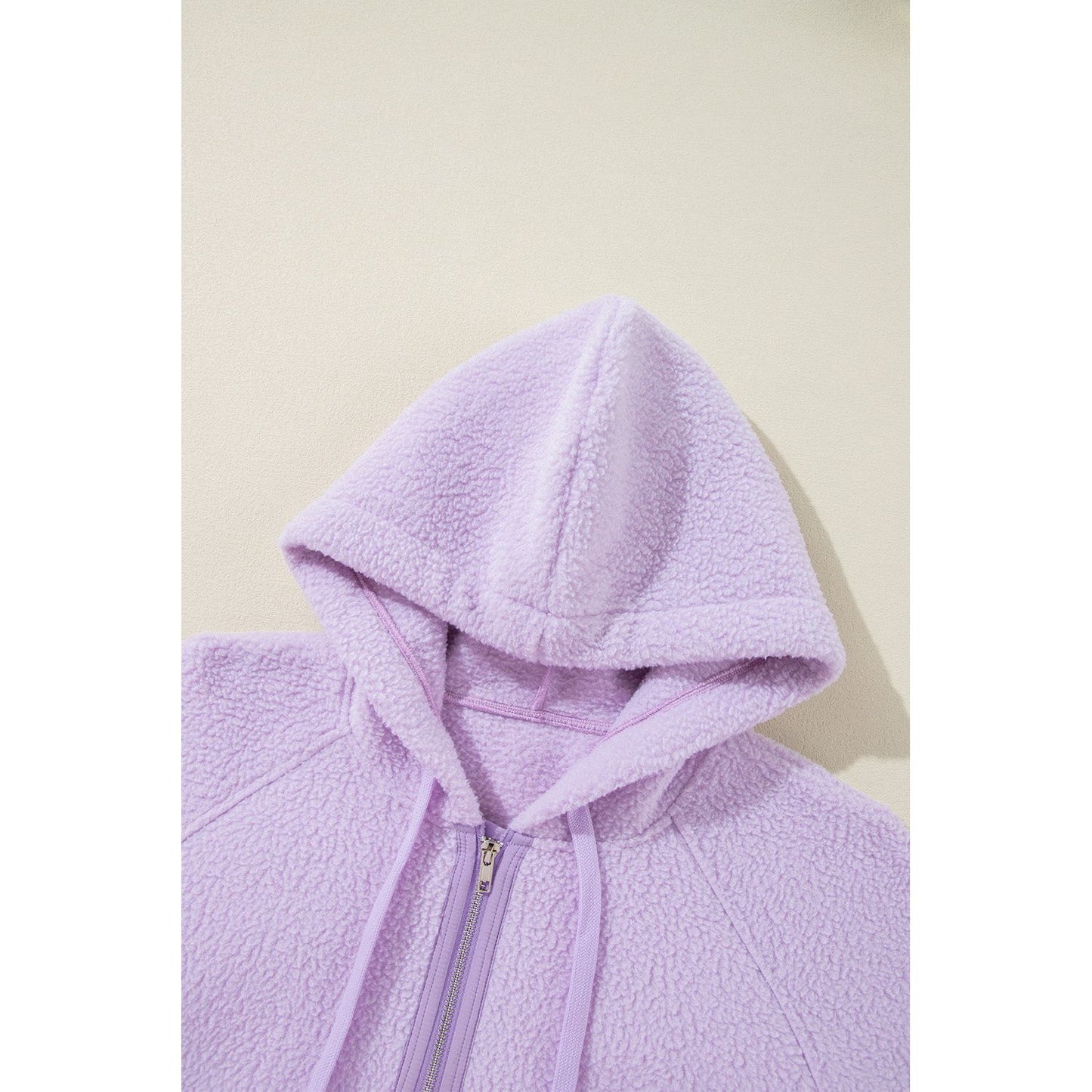 Lavender Fields Half Zip Patch Pocket Drawstring Hoodie