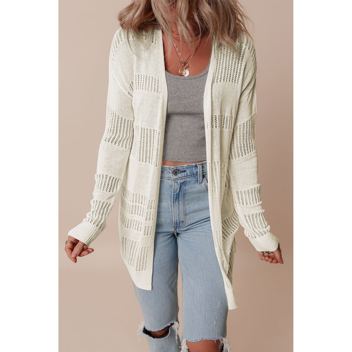 Date Night Lightweight Open Knit Tunic Cardigan