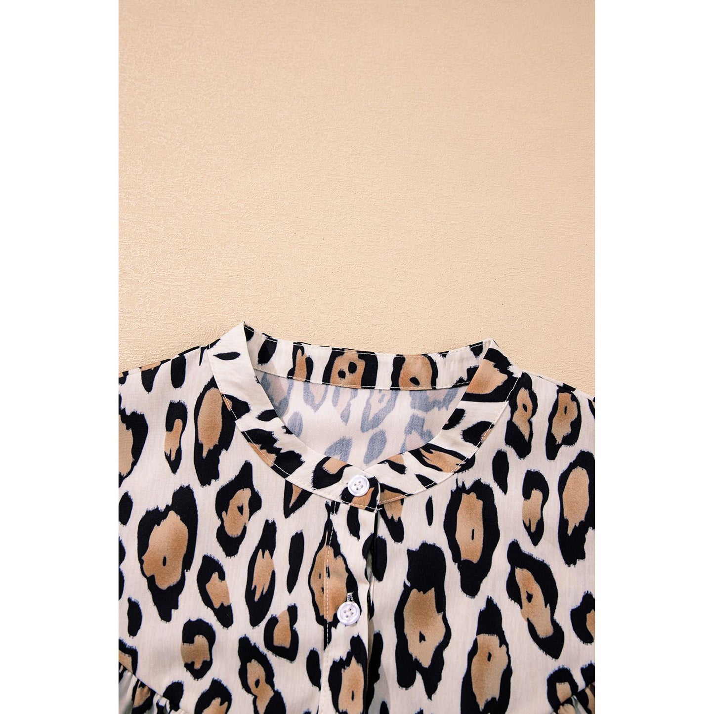 Jet Stream Leopard Print Balloon Sleeve Loose Blouse