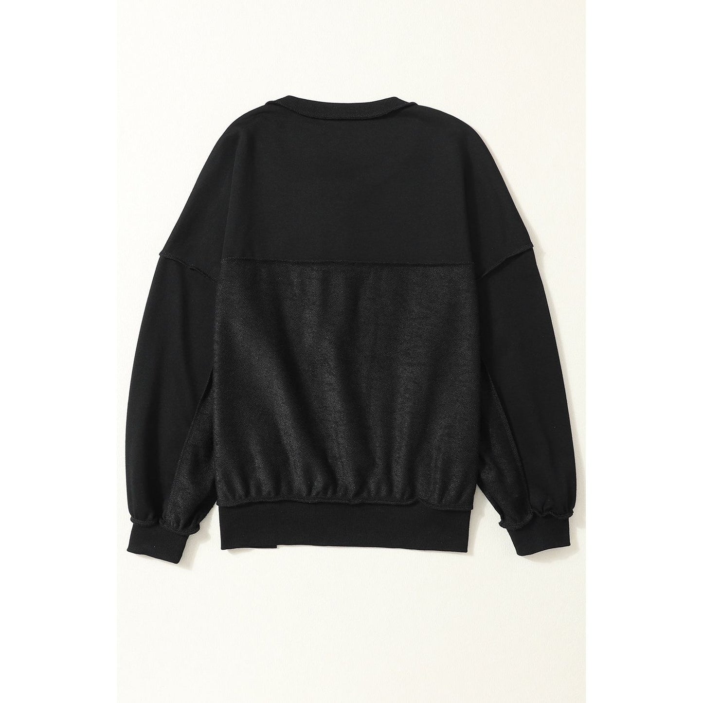 Slouchy Drop Shoulder Henley Sweatshirt