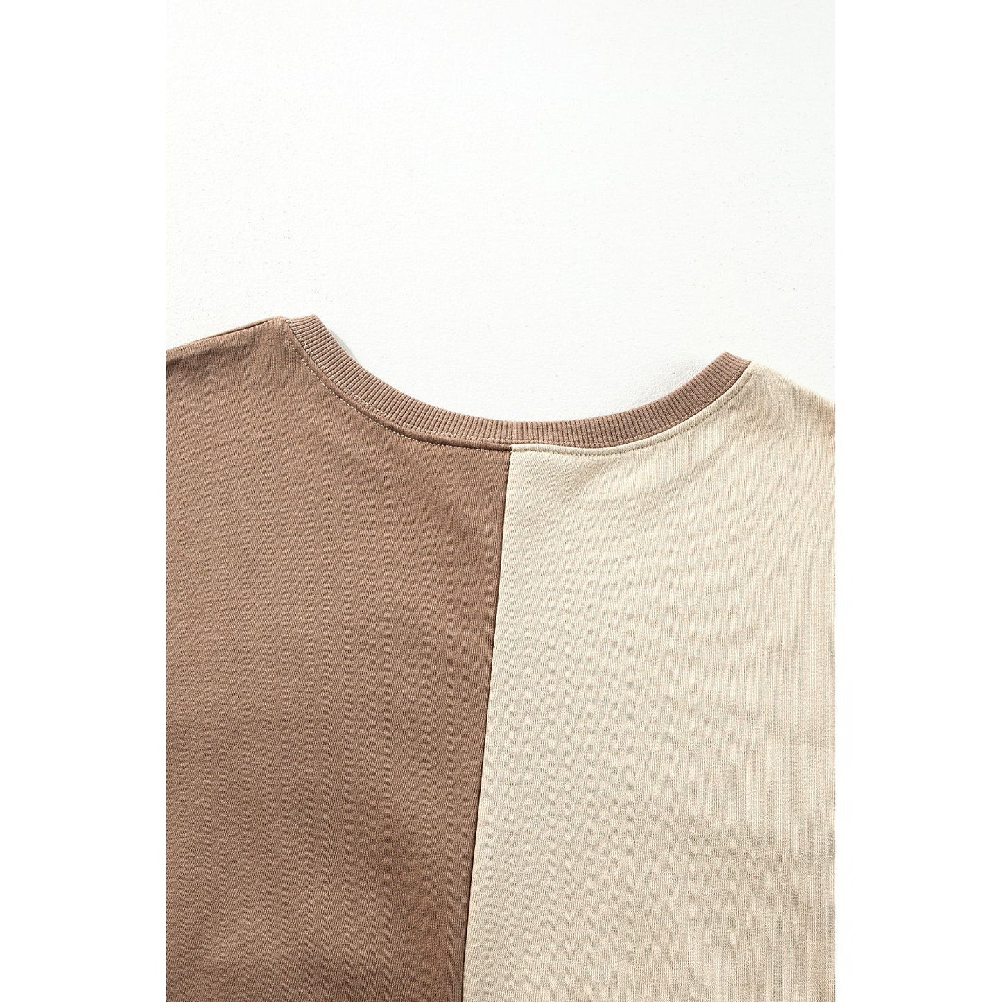 By the Fire Beige Colorblock Henley High Low Pullover