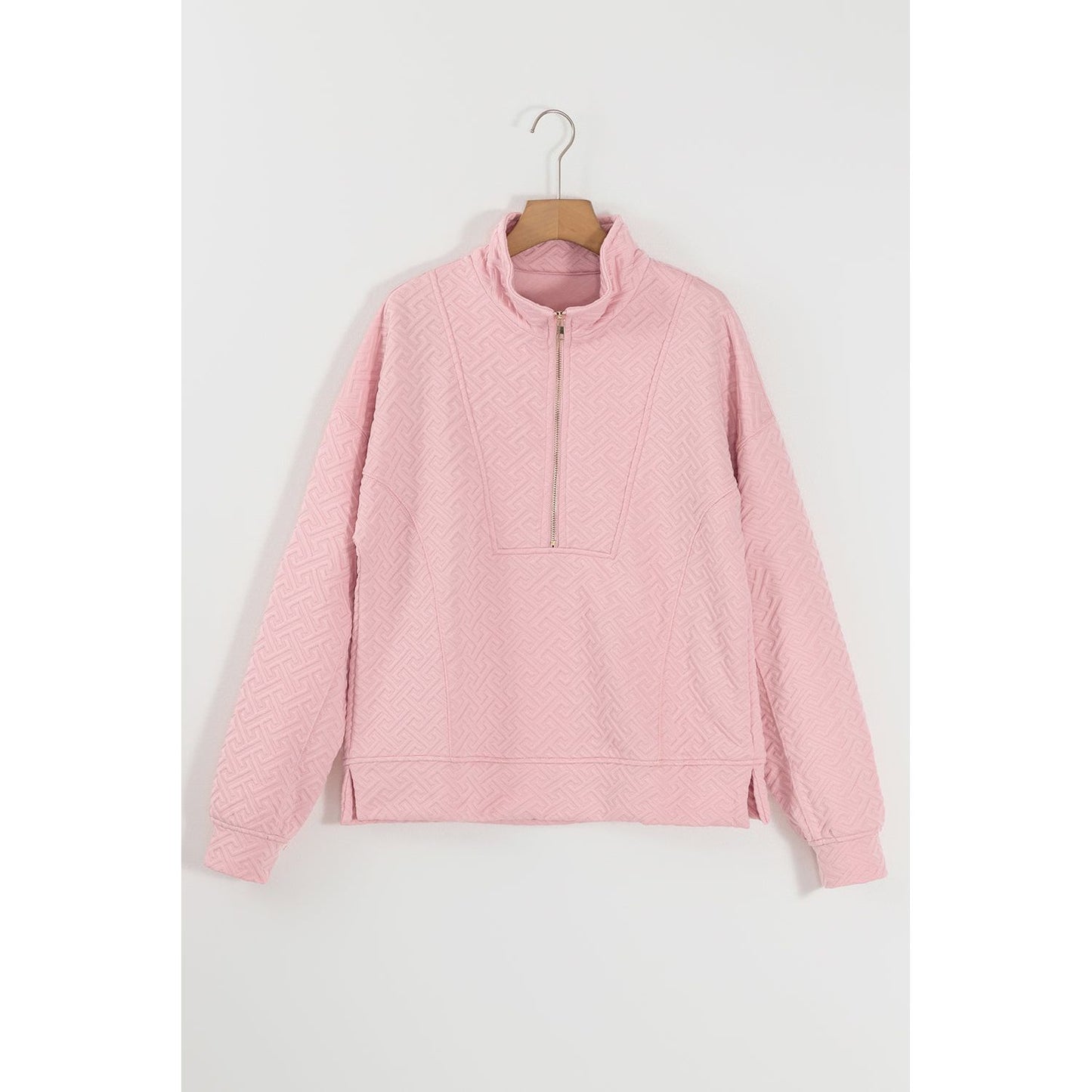 Worth Searching For Light Pink Half Zip Collared Pullover