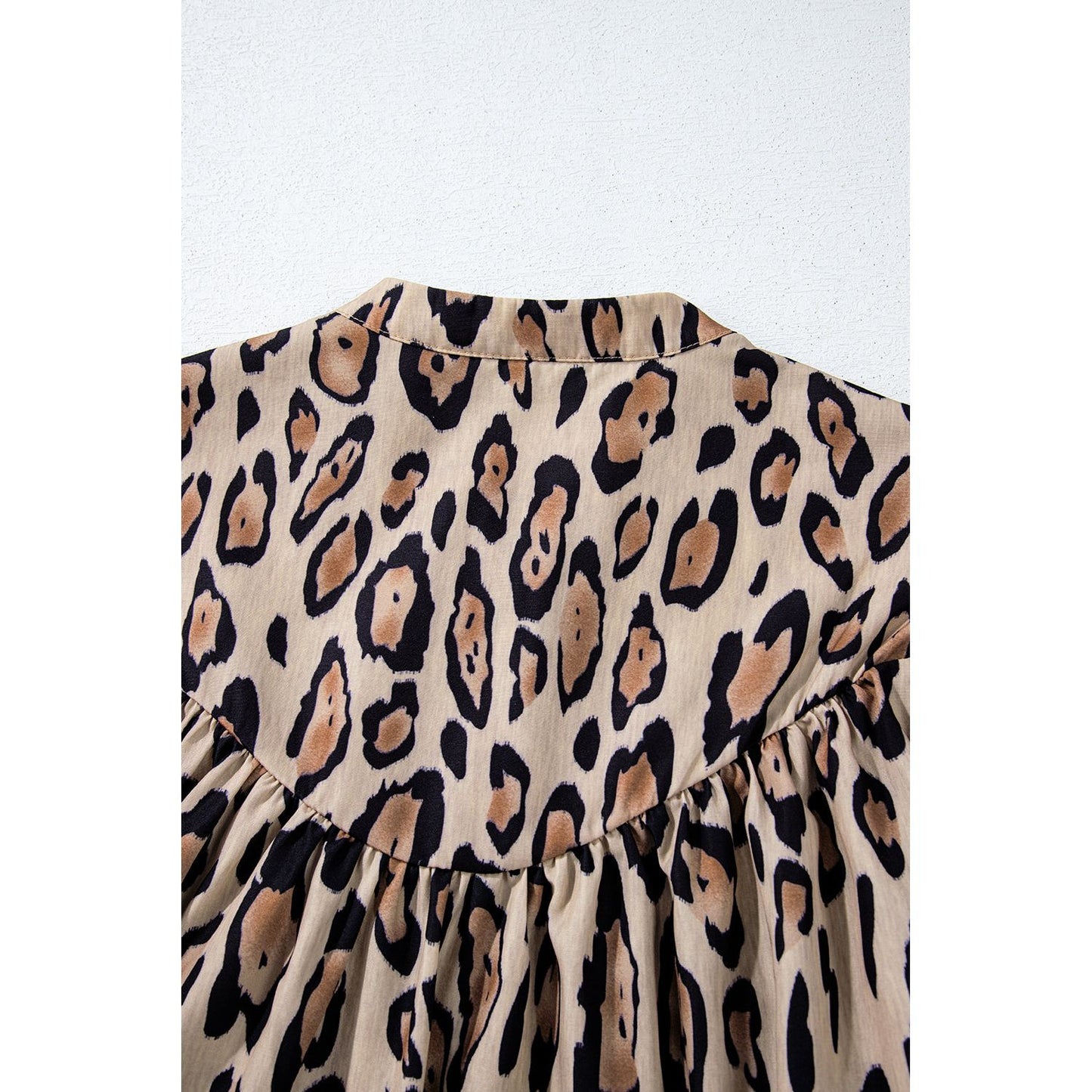 Jet Stream Leopard Print Balloon Sleeve Loose Blouse