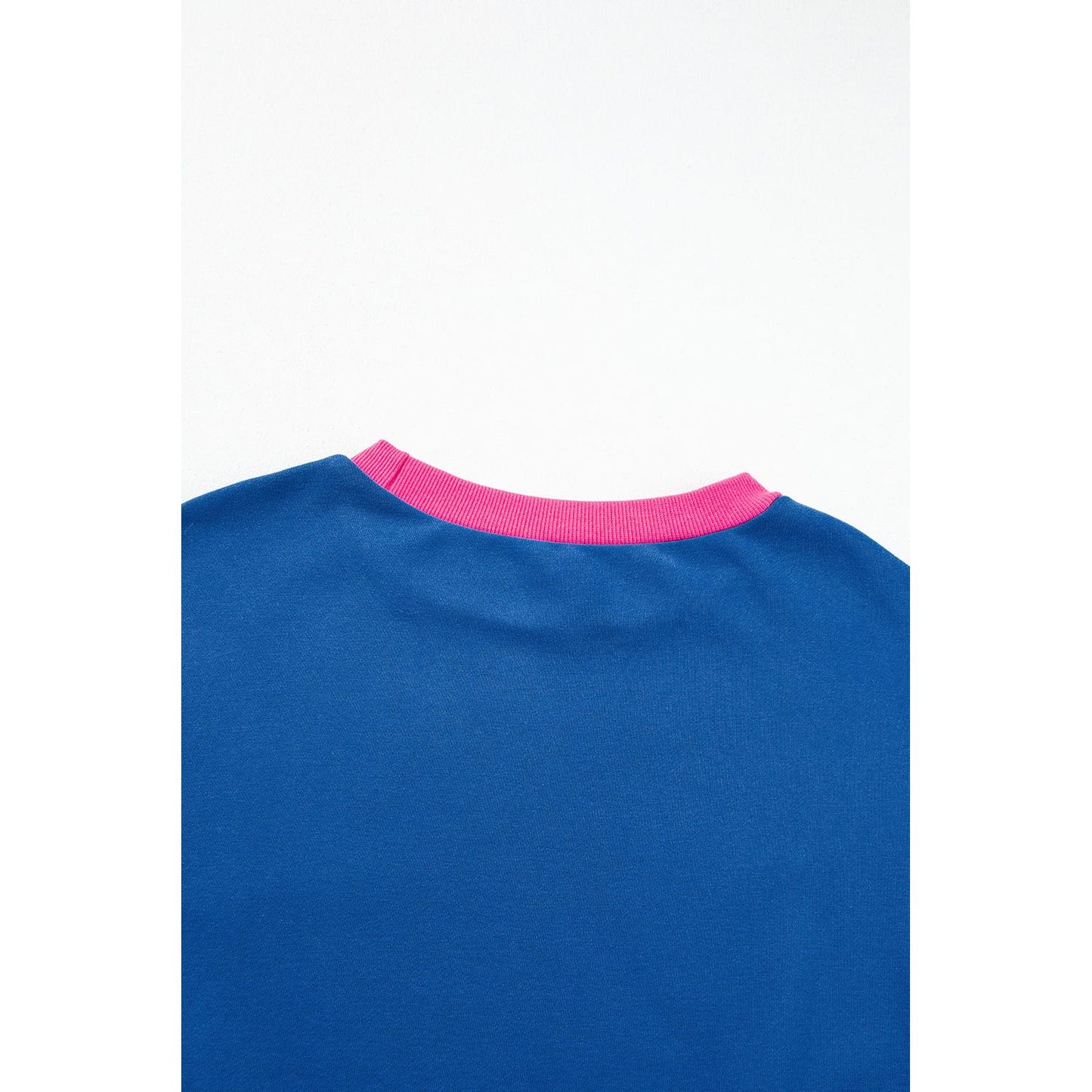 Blue Colorblock Bubble Sleeve Sweatshirt