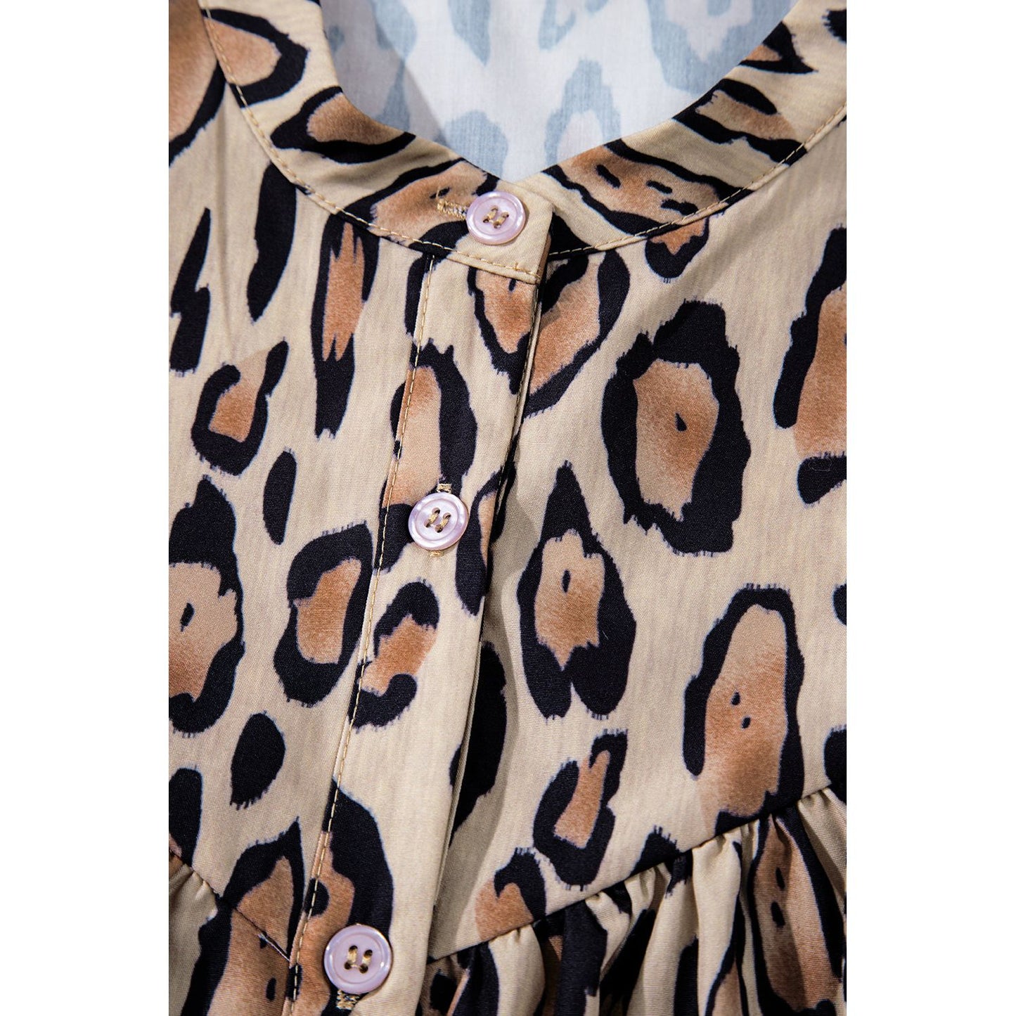 Jet Stream Leopard Print Balloon Sleeve Loose Blouse