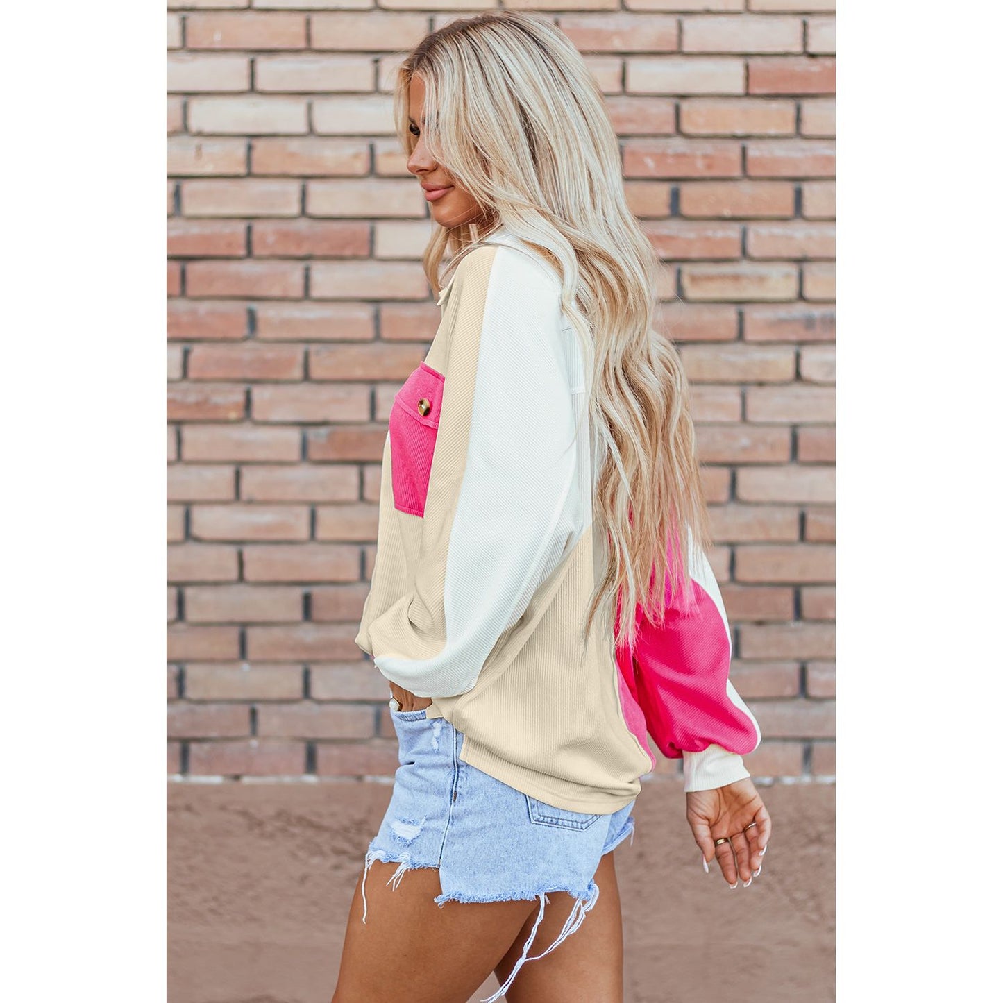 Something To Talk About Rose Red Colorblock Oversized Sweatshirt