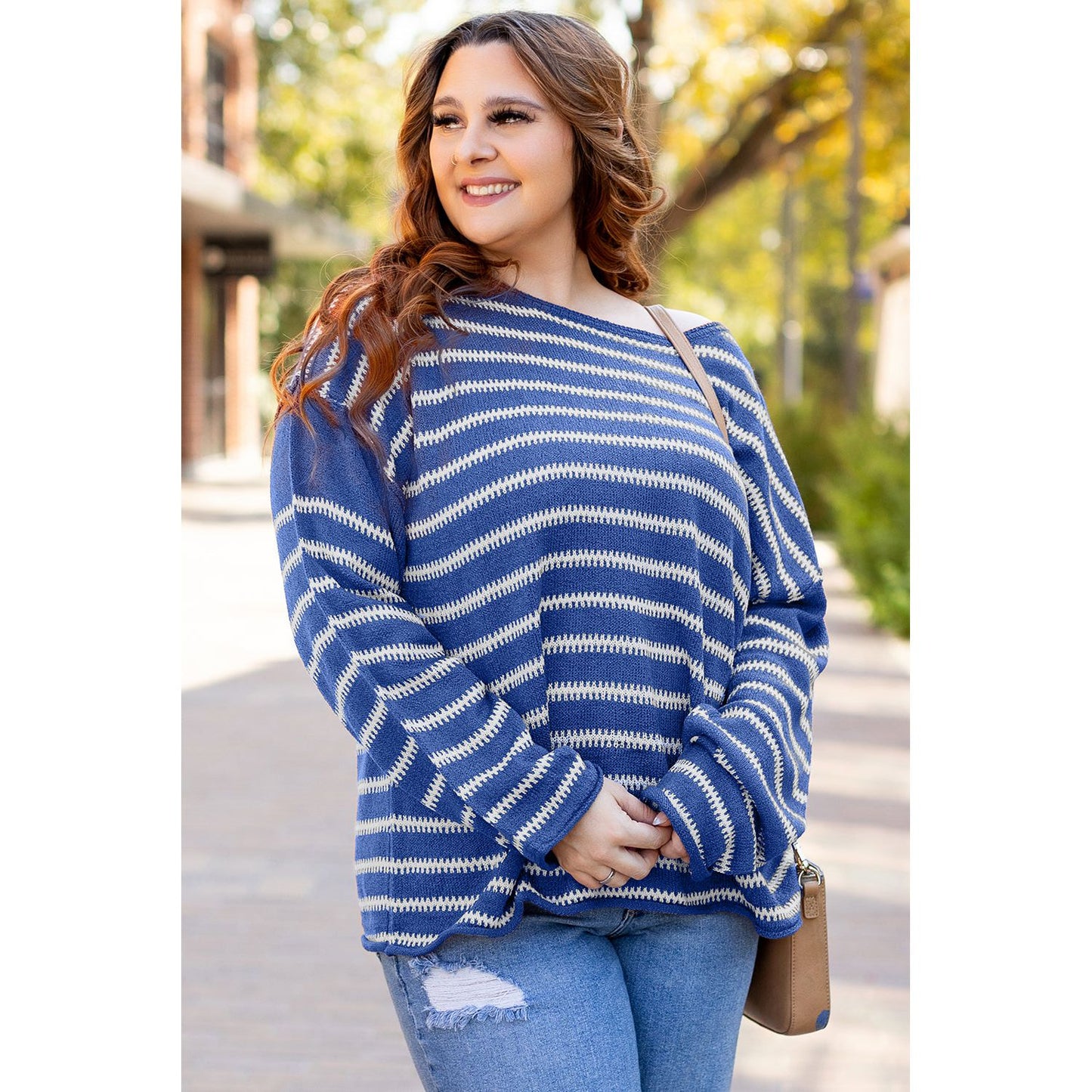 Cozy Season Sky Blue Striped Sweater