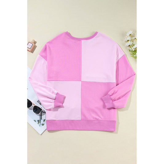 By the Fire Pink Colorblock Henley High Low Pullover