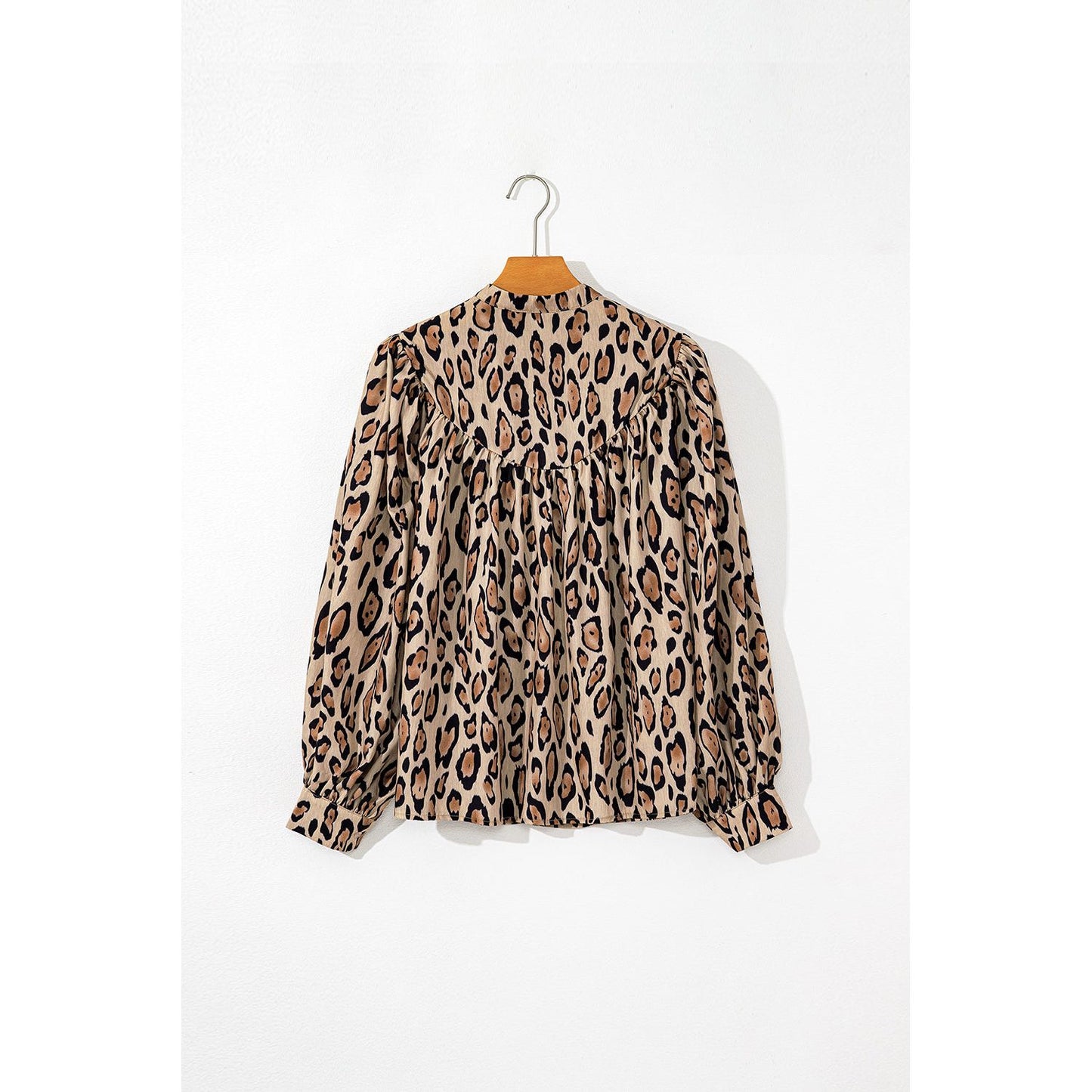 Jet Stream Leopard Print Balloon Sleeve Loose Blouse