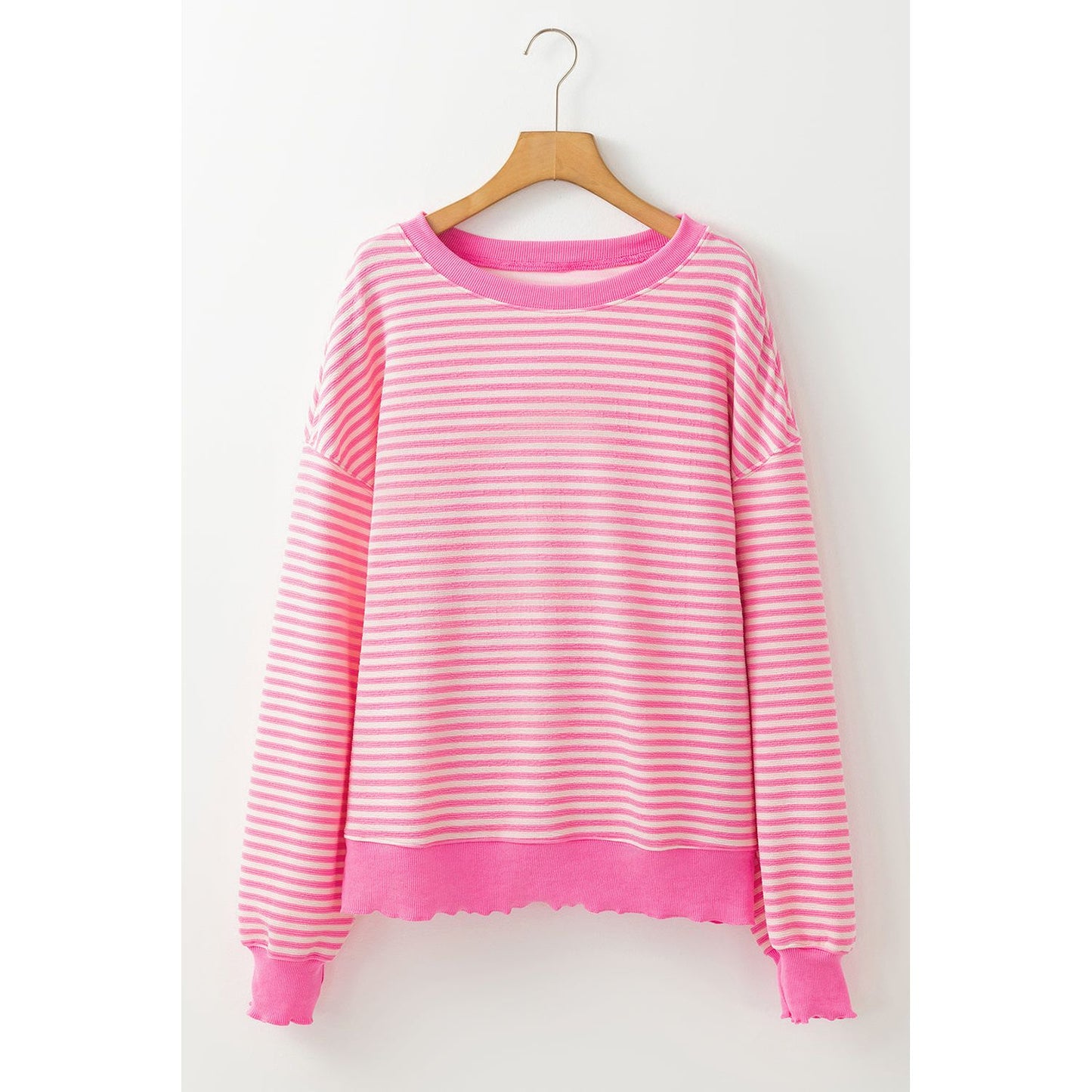 Brown Stripe Drop Shoulder Long Sleeve Top