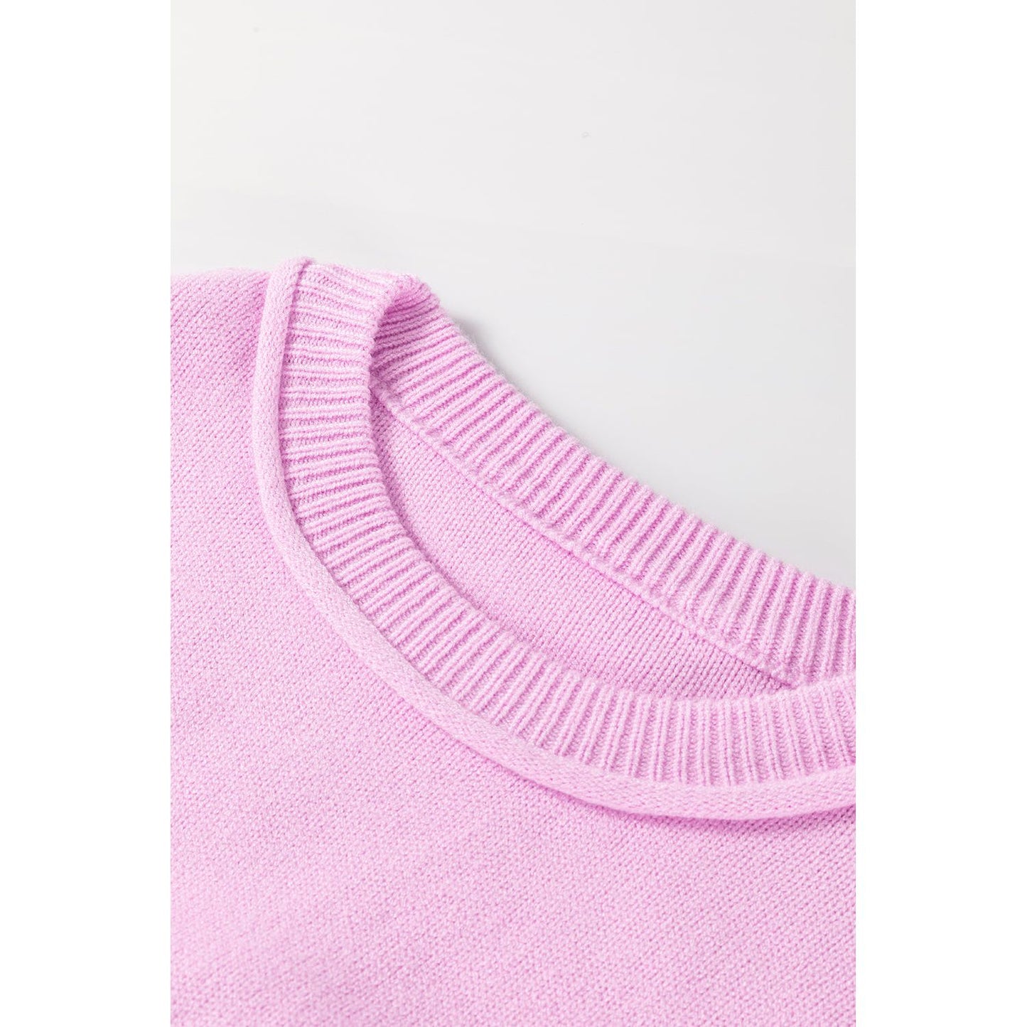 Roll Hem Ribbed Detail Sweater