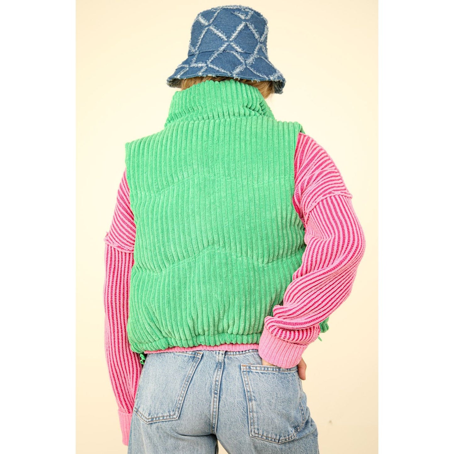 VERY J Zip Up Padded Corduroy Puffer Vest