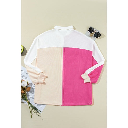 Something To Talk About Rose Red Colorblock Oversized Sweatshirt