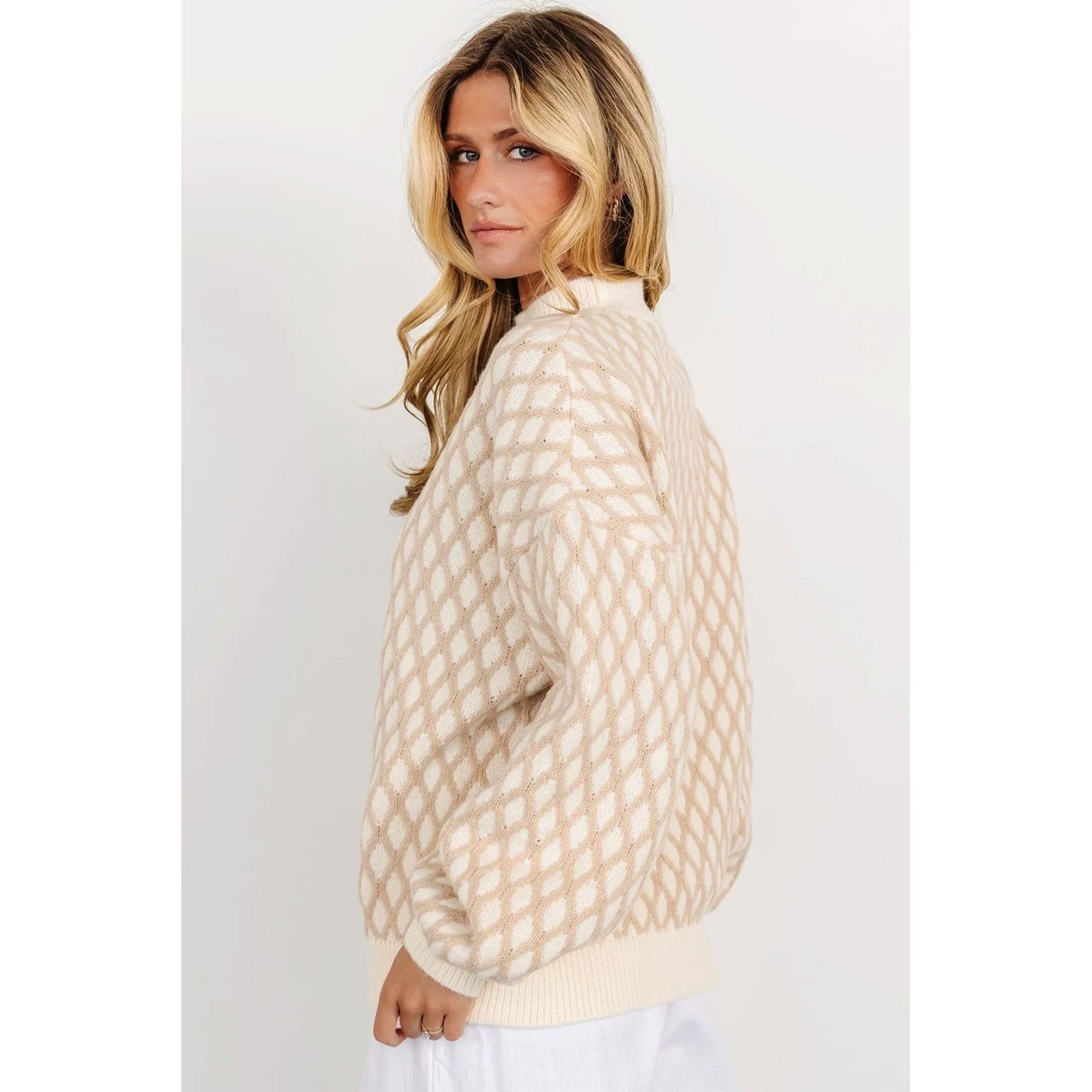 Around the Fire Oatmeal Textured Knit Sweater