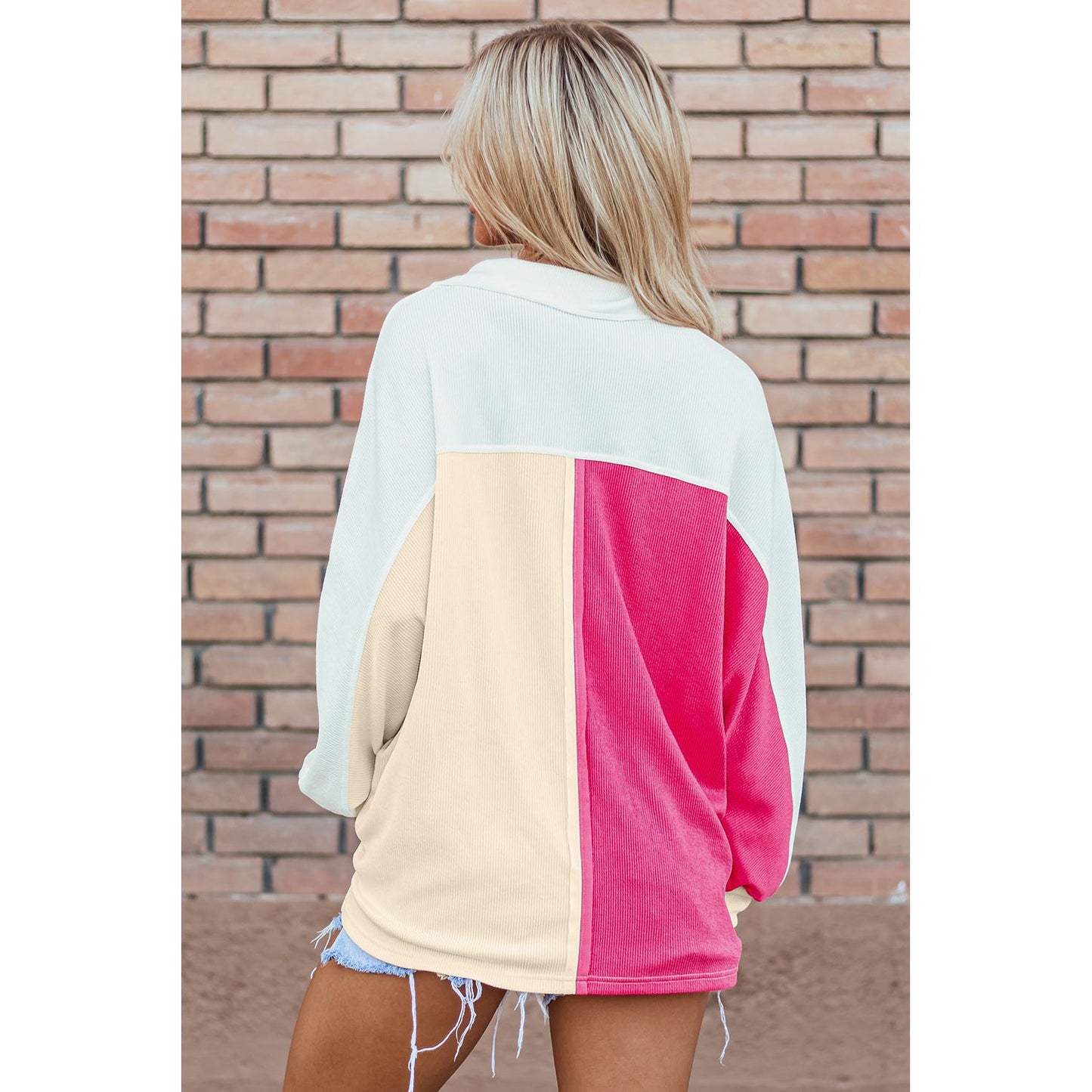 Something To Talk About Rose Red Colorblock Oversized Sweatshirt