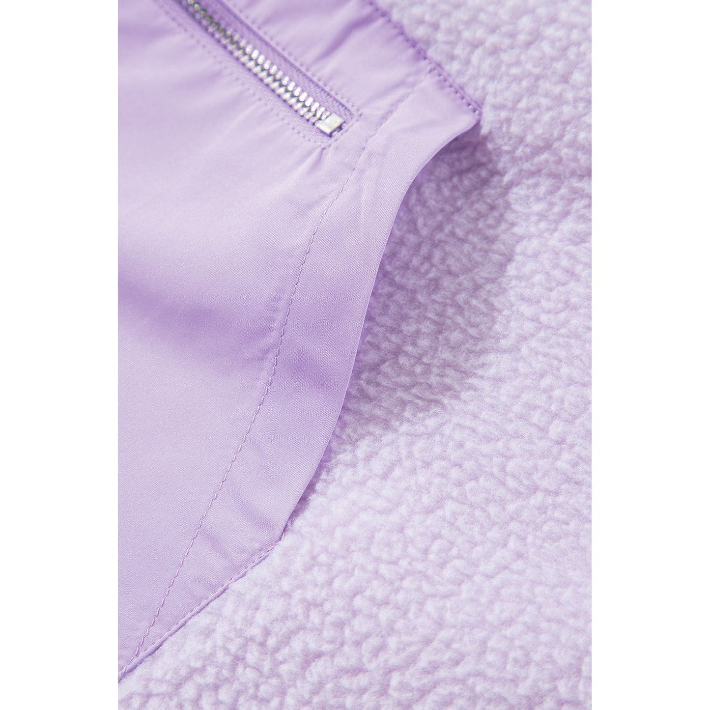 Lavender Fields Half Zip Patch Pocket Drawstring Hoodie