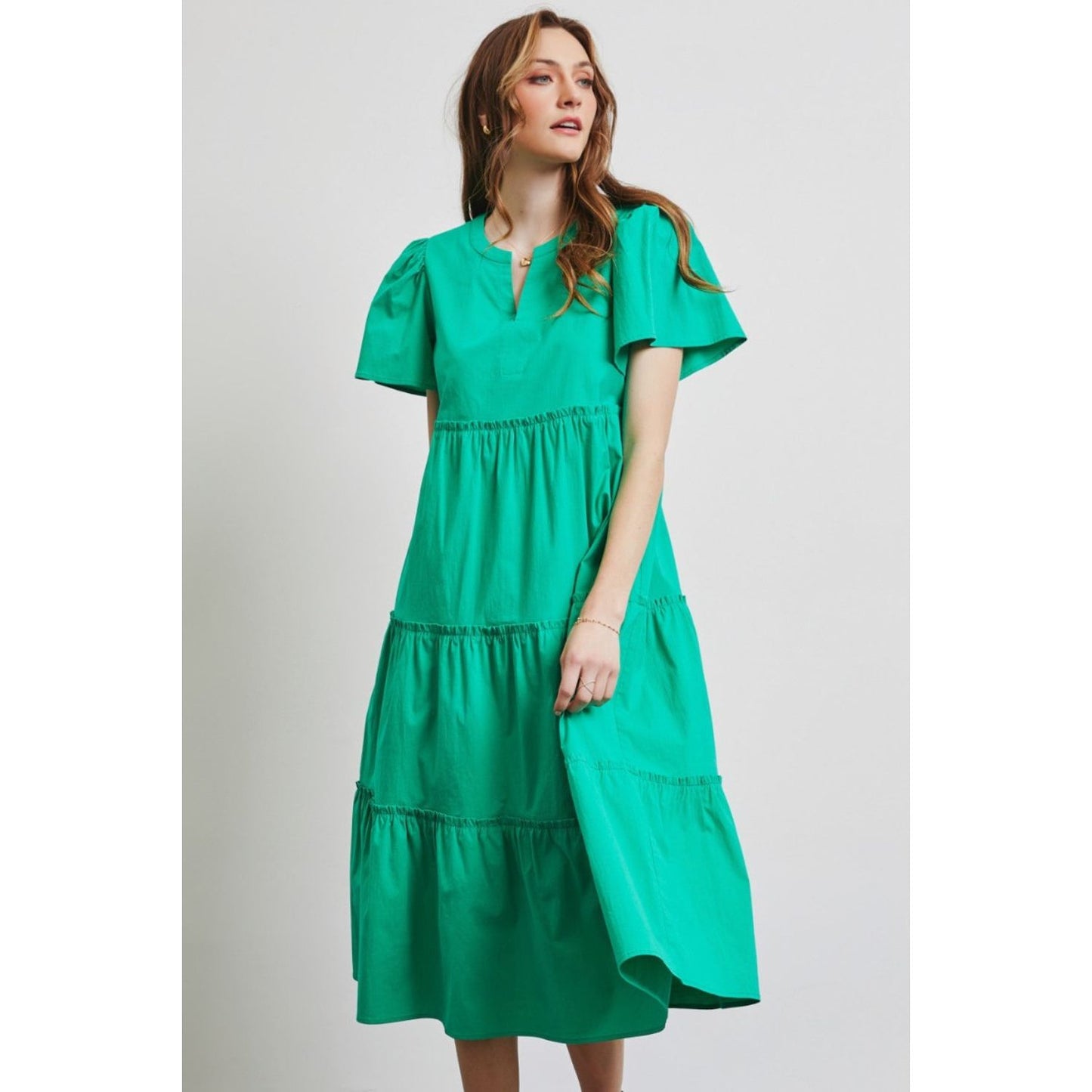 Meet Me Halfway Ruffled Tiered Midi Dress