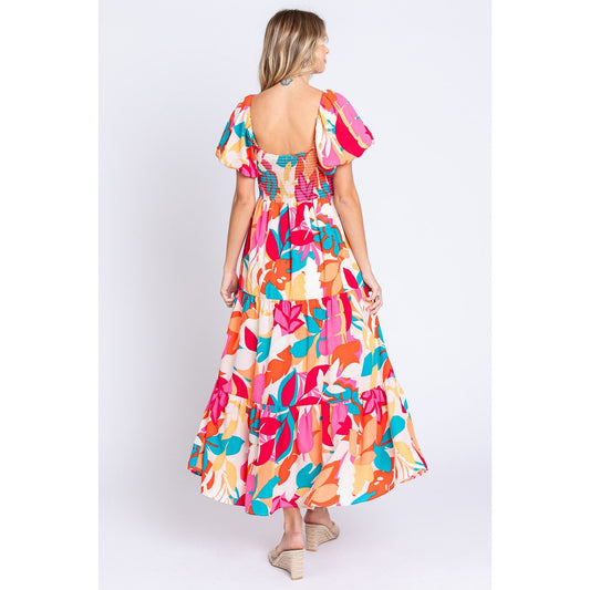 Life In Color Smocked Back Tiered Maxi Dress