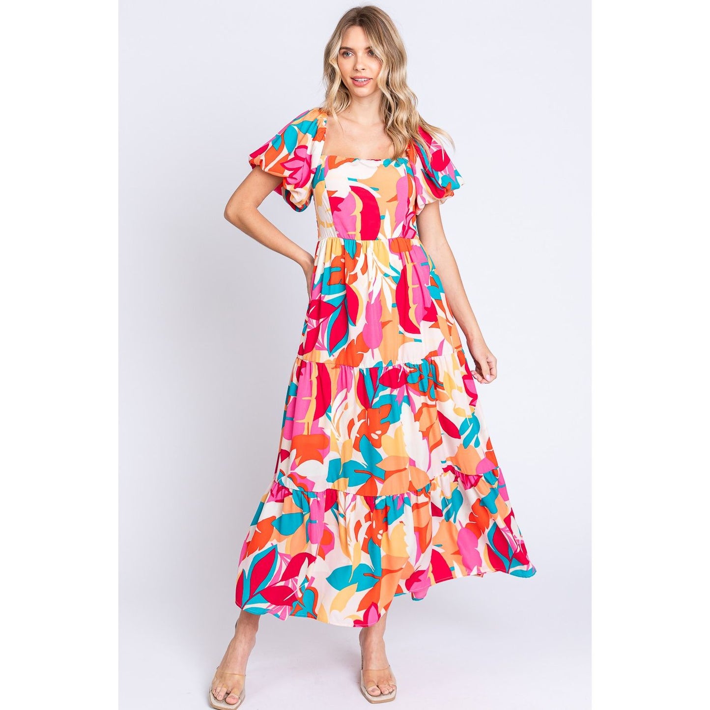 Life In Color Smocked Back Tiered Maxi Dress