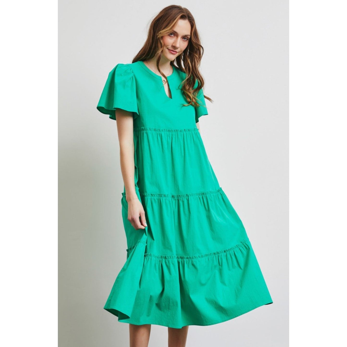 Meet Me Halfway Ruffled Tiered Midi Dress