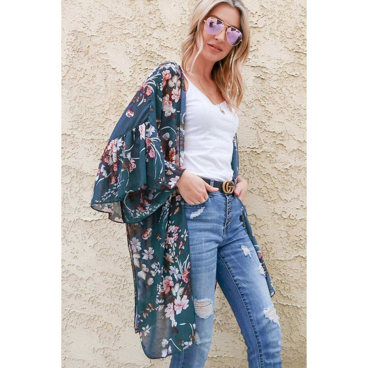 Floral Print Kimono