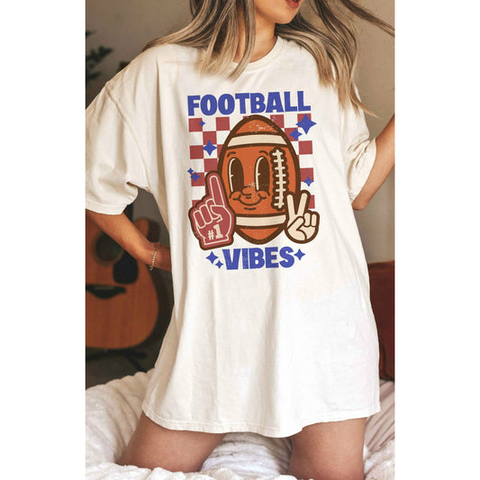 Football Vibes Happy Face Graphic T-shirt