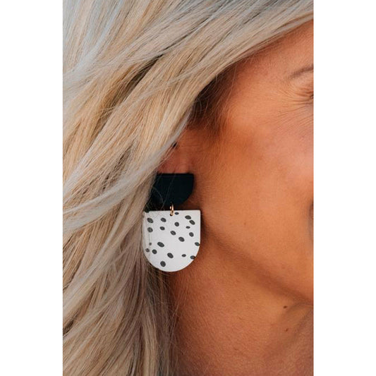 Brown Dalmatian Spotted Print Statement Earrings