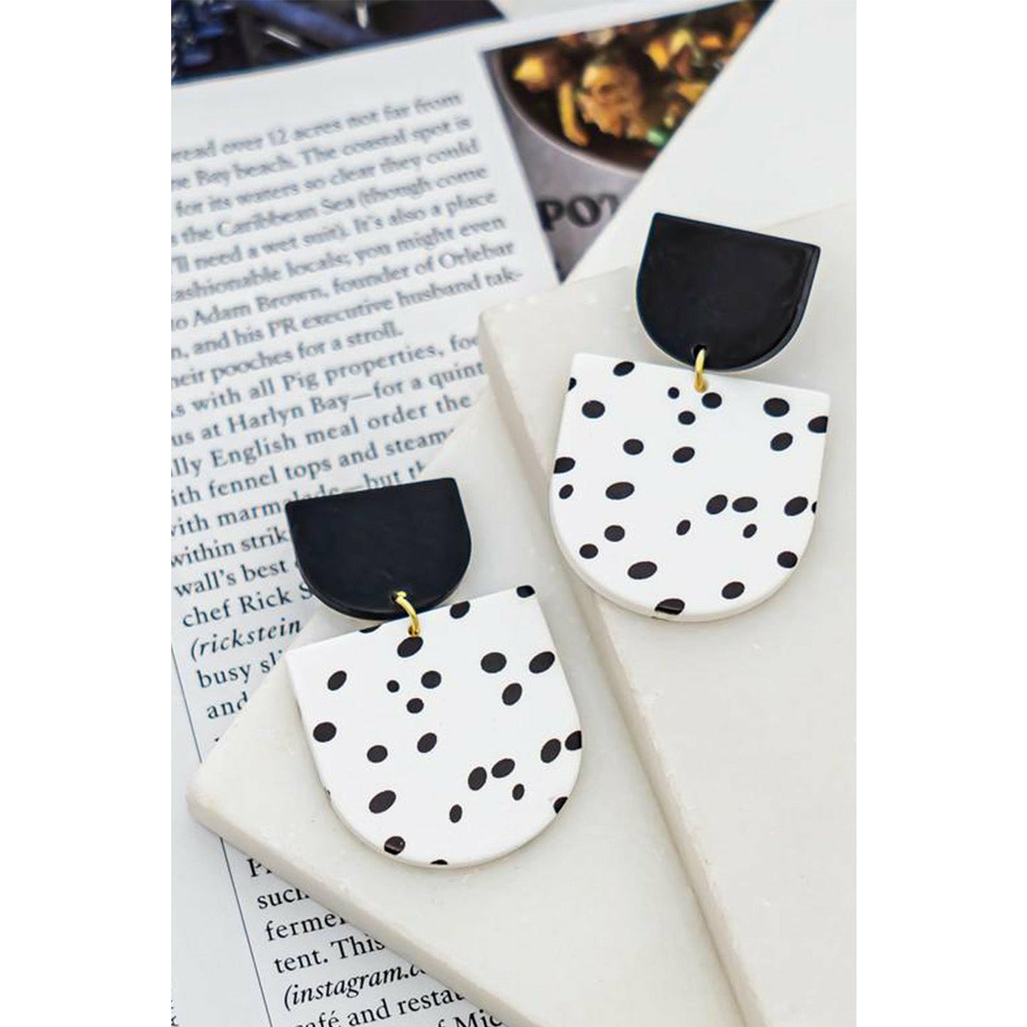Brown Dalmatian Spotted Print Statement Earrings