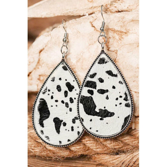 Cow Print Western Water Drop Earrings