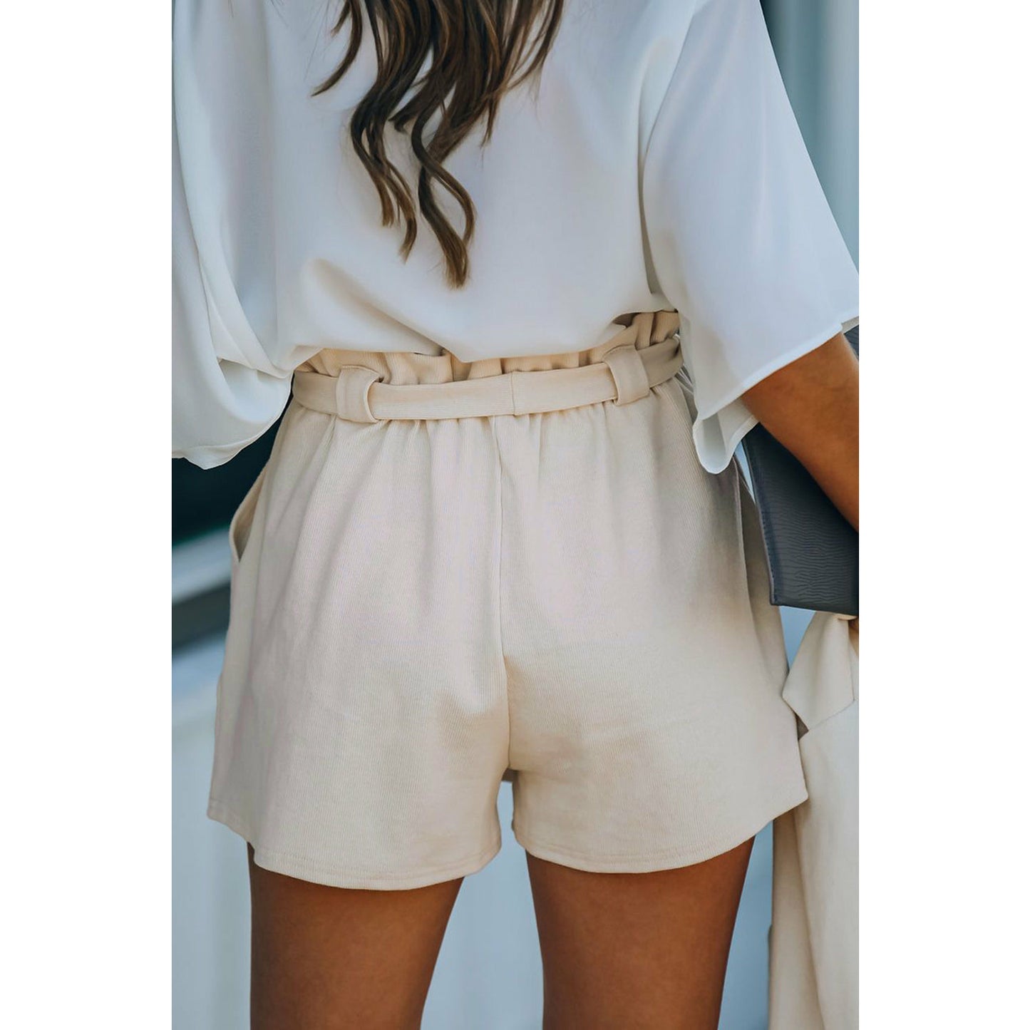 Apricot Cotton Blend Pocketed Knit Shorts