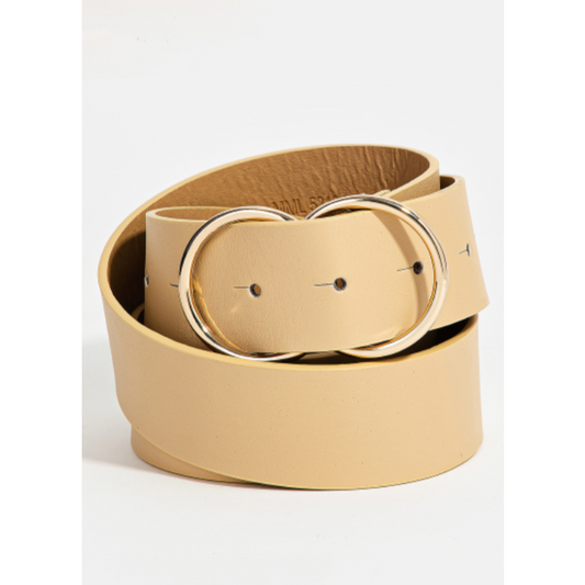 Circle Linked Buckle Faux Leather Belt