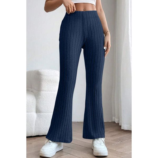 Basic Bae Full Size Ribbed High Waist Flare Pants