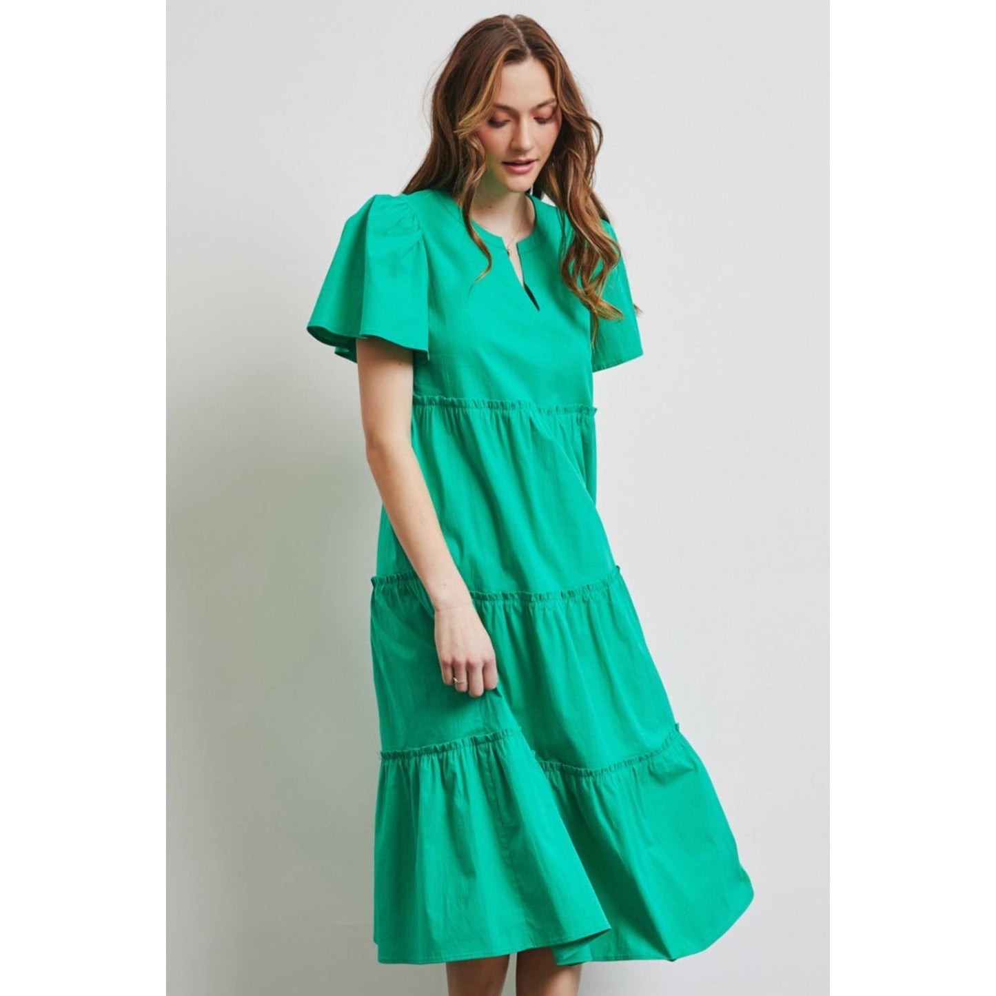 Meet Me Halfway Ruffled Tiered Midi Dress