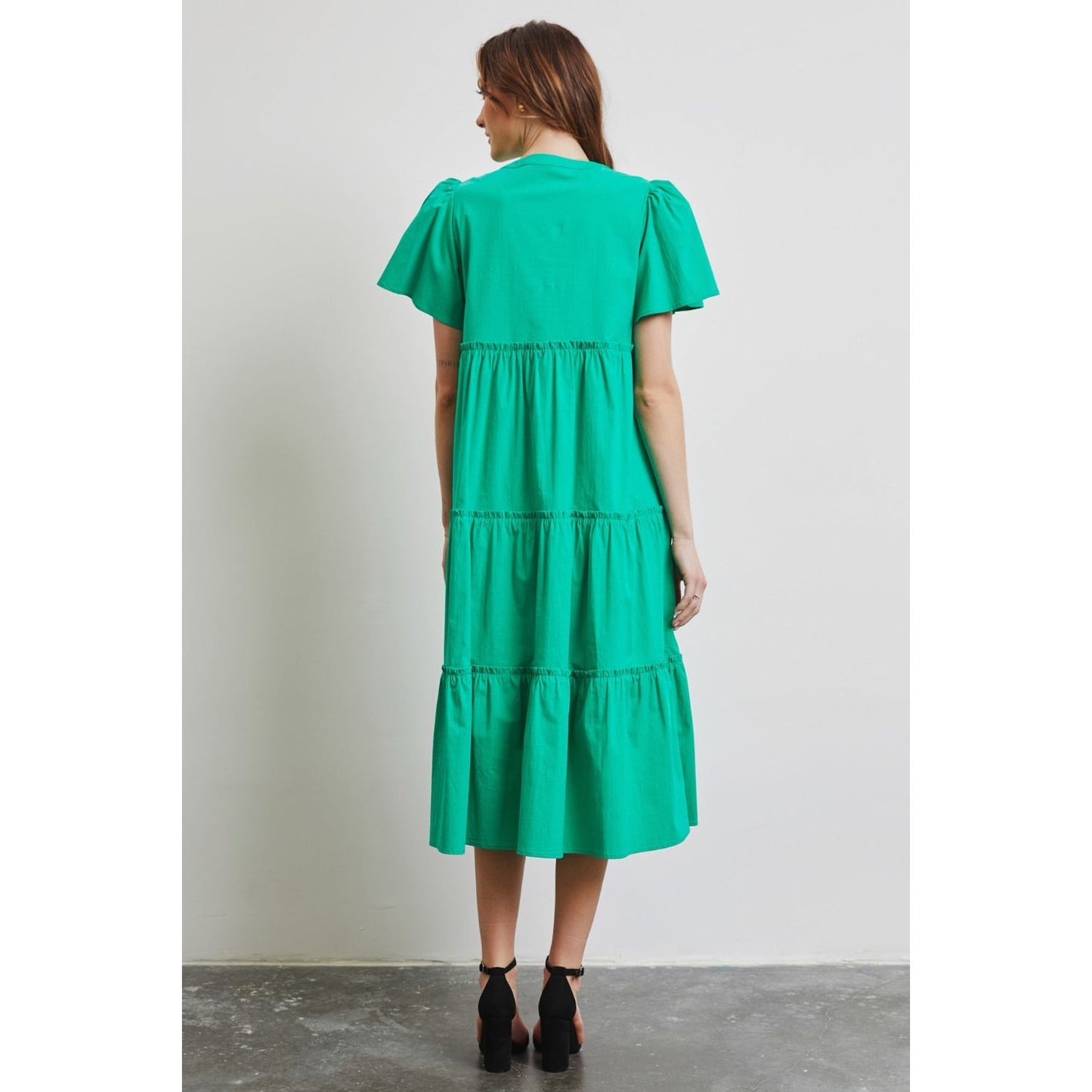 Meet Me Halfway Ruffled Tiered Midi Dress